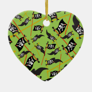 Zwarte piratenvlag Skulls White Botten Raiding Keramisch Ornament