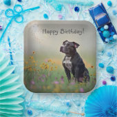 Zwarte Pitbull Birthday Papieren Bordje (Feest)