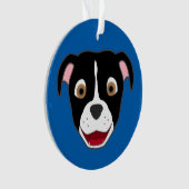 Zwarte Pitbull Face met White Blaze Ornament (voorkant)