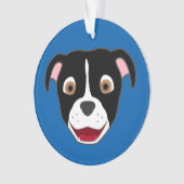 Zwarte Pitbull Face met White Blaze Ornament (voorkant)
