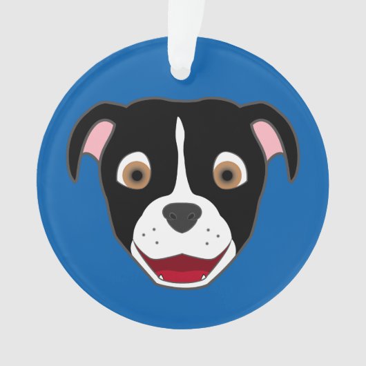 Zwarte Pitbull Face met White Blaze Ornament (voorkant)