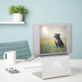 Zwarte Pitbull Vinyl-Stickers Sticker (Laptop op bureau)