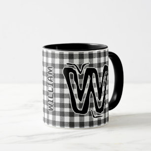 Zwarte Plaid (Antique Monogram Name) Vintage Koffi Mok