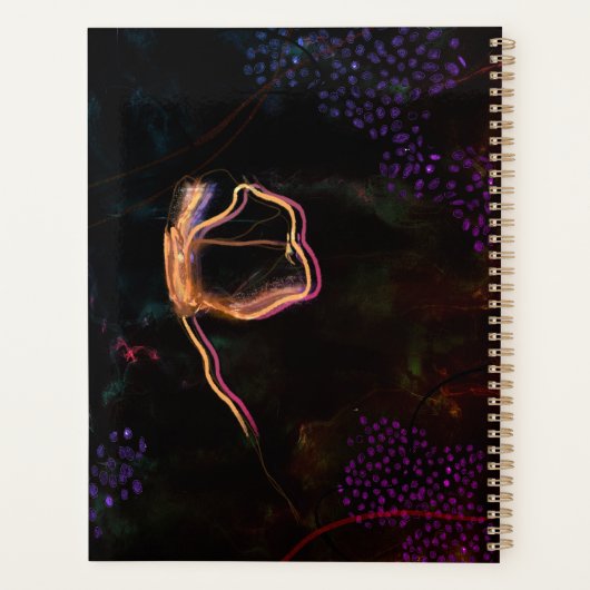 Zwarte Planner met roze en paarse bloemen (Achterkant)