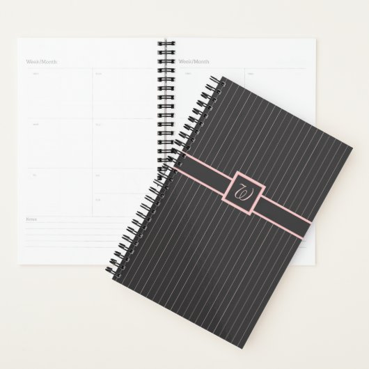 Zwarte planner met roze strepen (Display)