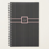 Zwarte planner met roze strepen (Voorkant)