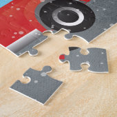 Zwarte platte rugleuning die met kerstmis rijdt legpuzzel (Zijkant)