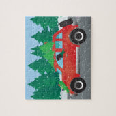 Zwarte platte rugleuning die met kerstmis rijdt legpuzzel (Verticaal)