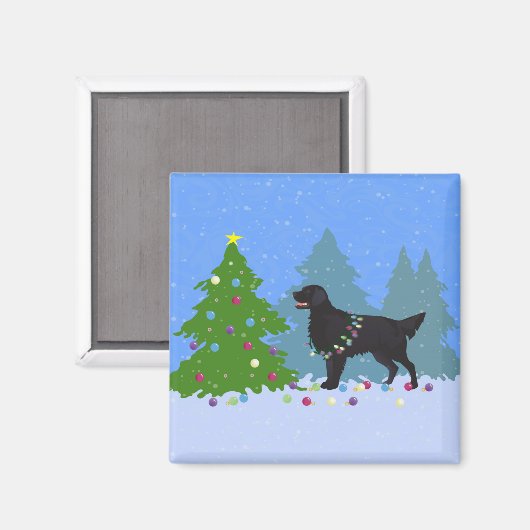 Zwarte platte wandelaar - Kerstbos Magneet (Voorkant / Achterkant)