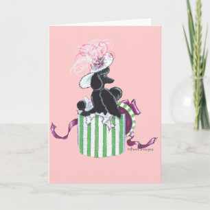 Zwarte Poedel Hatbox Retro Art Print Kaart
