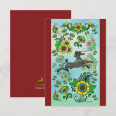 Zwarte Poedel Het vangen van een Frisbee Note Kaar Bedankkaart (Voorkant / Achterkant)