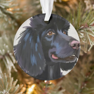 Zwarte poedel Honden waterverf huisdier schilder Ornament
