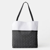 Zwarte poka dots met Papillon, groot gepersonalise Draagtas (Achterkant)