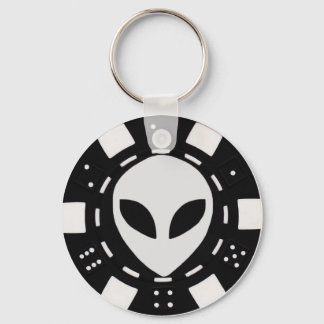 zwarte pokerchip sleutelhanger