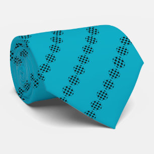 Zwarte Polka dot cirkels patroon op cyaan blauw Stropdas