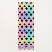 Zwarte polka dot Gradiënt regenboog op maat Monogr Yogamat (Voorkant)