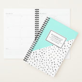 Zwarte Polka Dots Aqua Blue Gepersonaliseerde Plan Planner (Display)