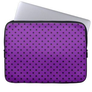 Zwarte Polka Dots op Violet Paarse Laptop Sleeve