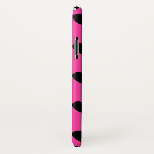 Zwarte polka harten in fuchsia roze Case-Mate iPhone case (Achterkant / rechts)