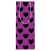 Zwarte polka harten in paars wijn cadeautas (Achterkant)