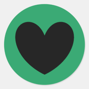 Zwarte polka harten op Kelly green Ronde Sticker