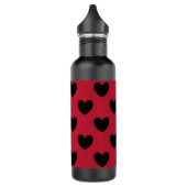 Zwarte polka harten rood waterfles  (Links)