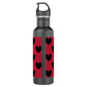 Zwarte polka harten rood waterfles  (Achterkant)