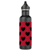 Zwarte polka harten rood waterfles  (Rechts)