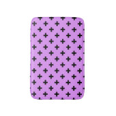 Zwarte polka kruist lila badmat (Voorkant Verticaal)