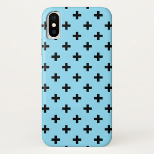 Zwarte polka kruist op babyblauw iPhone x hoesje