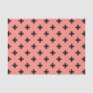 Zwarte polka kruist op perziken tissuepapier