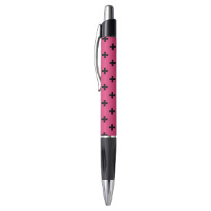 Zwarte polka kruist over fuchsia pen