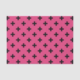 Zwarte polka kruist over fuchsia tissuepapier