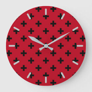 Zwarte polka kruist rood grote klok