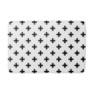 Zwarte polka kruist wit badmat