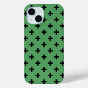 Zwarte polka-kruizen op groen