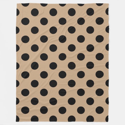 Zwarte polka-punten op beige fleece deken (Voorkant)