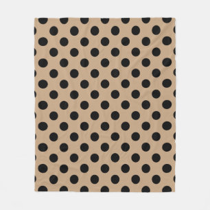 Zwarte polka-punten op beige fleece deken