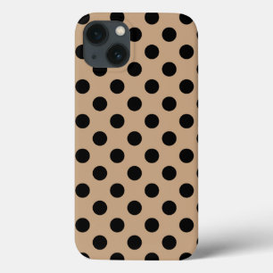 Zwarte polka-punten op beige Hoesje-Mate iPhone ca iPhone 13 Hoesje