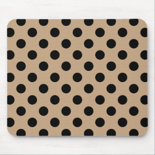 Zwarte polka-punten op beige muismat