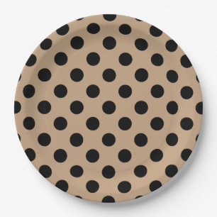 Zwarte polka-punten op beige papieren bordje