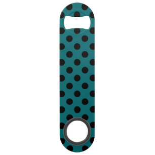 Zwarte polka-punten op blauwgroen speed flessenopener