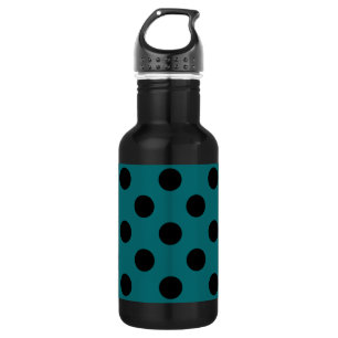 Zwarte polka-punten op blauwgroen waterfles