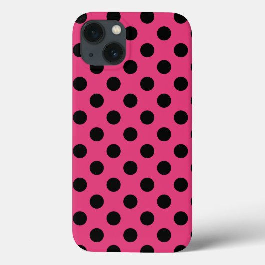 Zwarte polka-punten op fuchsia Hoesje-Mate iPhone Case-Mate iPhone Case (Achterkant)