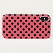 Zwarte polka-punten op koraal Case-Mate iPhone case (Achterkant (horizontaal))