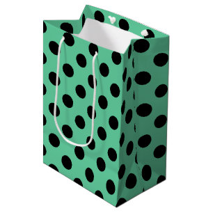 Zwarte polka-punten op muntgroen medium cadeauzakje