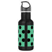 Zwarte polka-punten op muntgroen waterfles  (Achterkant)