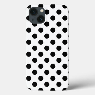 Zwarte polka-punten op witte Hoesje-Mate iPhone ca 13 Hoesje