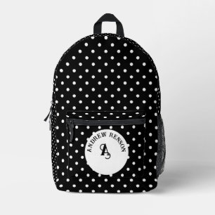 Zwarte polka stippen aanpasbaar bedrukte rugzak