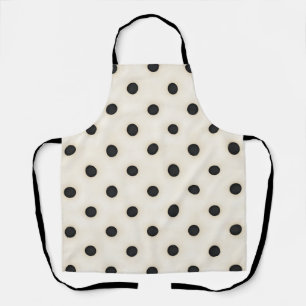 Zwarte polka stippen op Antiek wit Schort